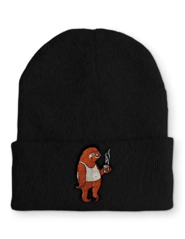 Faultier Wintermütze Spruchmütze Beanie perfekt für die kalte Jahreszeit - Schwarz