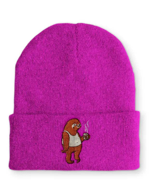 Faultier Wintermütze Spruchmütze Beanie perfekt für die kalte Jahreszeit - Pink
