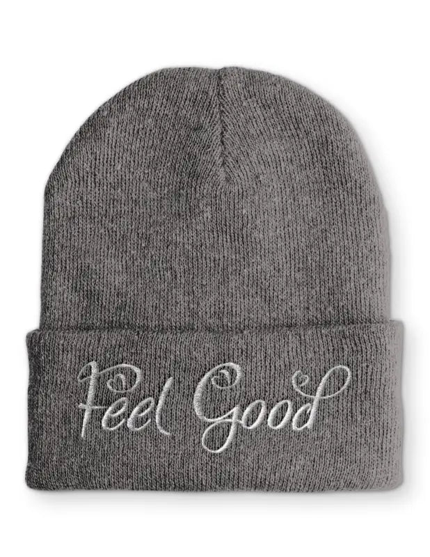 Feel Good Wintermütze Spruchmütze Beanie perfekt für die kalte Jahreszeit - Grau