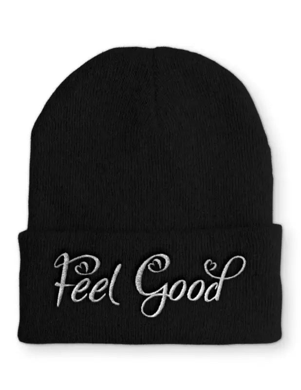 Feel Good Wintermütze Spruchmütze Beanie perfekt für die kalte Jahreszeit - Schwarz