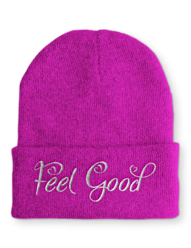 Feel Good Wintermütze Spruchmütze Beanie perfekt für die kalte Jahreszeit - Pink