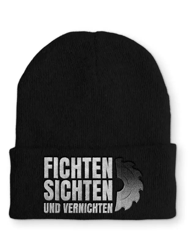 
                      
                        Fichten Sichten und Vernichten Statement Beanie Mütze mit Spruch - Black
                      
                    