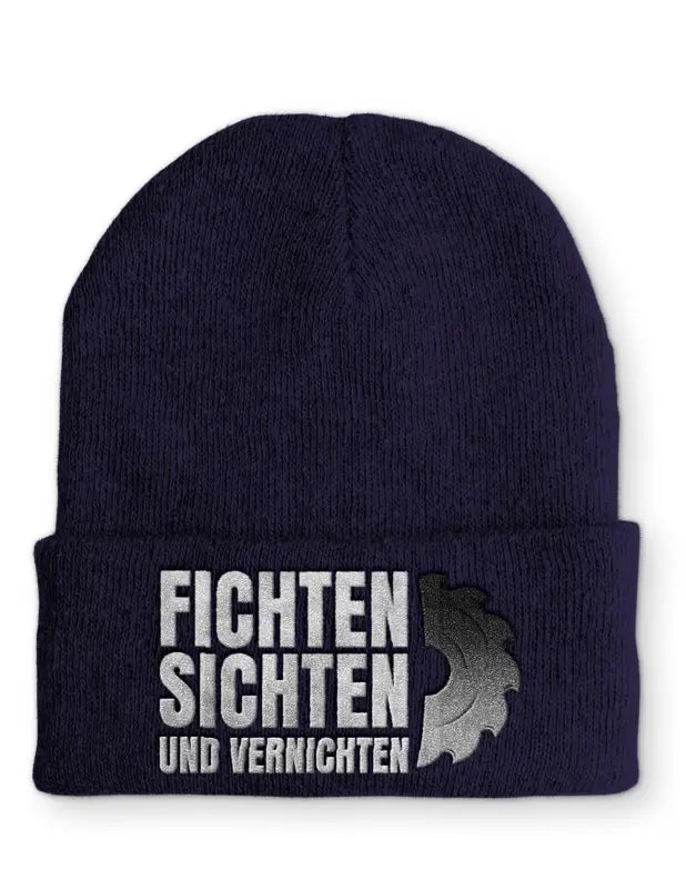 
                      
                        Fichten Sichten und Vernichten Statement Beanie Mütze mit Spruch - Navy
                      
                    