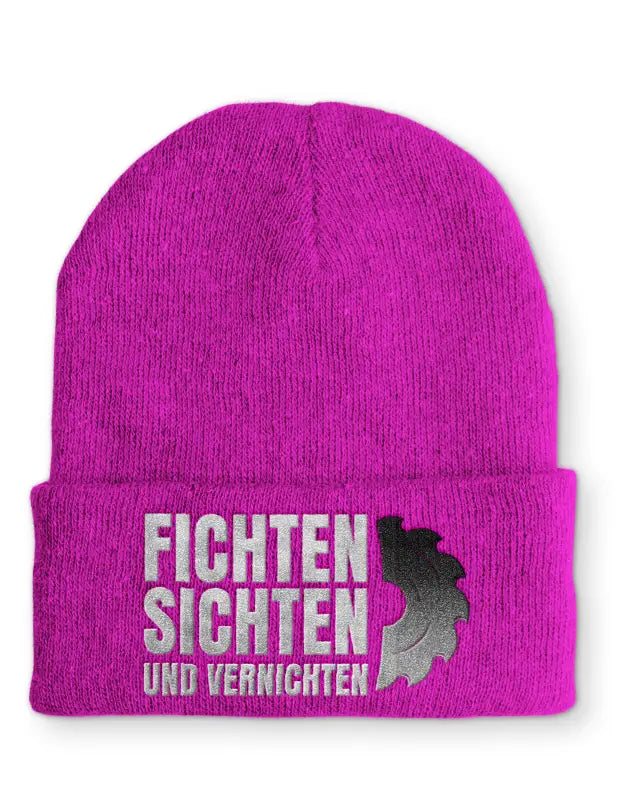 
                      
                        Fichten Sichten und Vernichten Statement Beanie Mütze mit Spruch - Pink
                      
                    