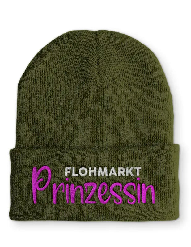 
                      
                        Flohmarkt Prinzessin Statement Beanie Mütze mit Spruch - Olive
                      
                    