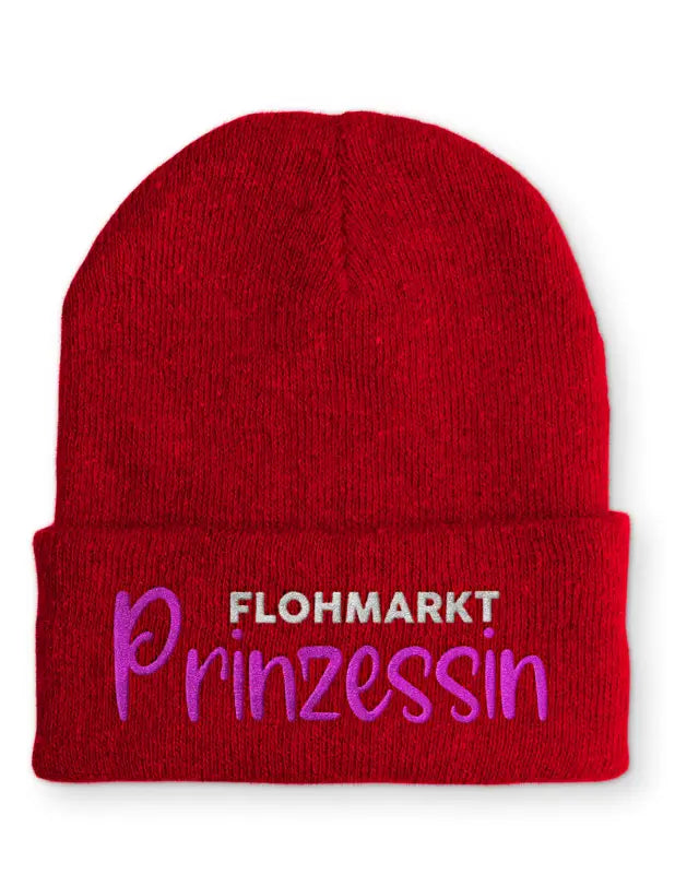 
                      
                        Flohmarkt Prinzessin Statement Beanie Mütze mit Spruch - Rot
                      
                    