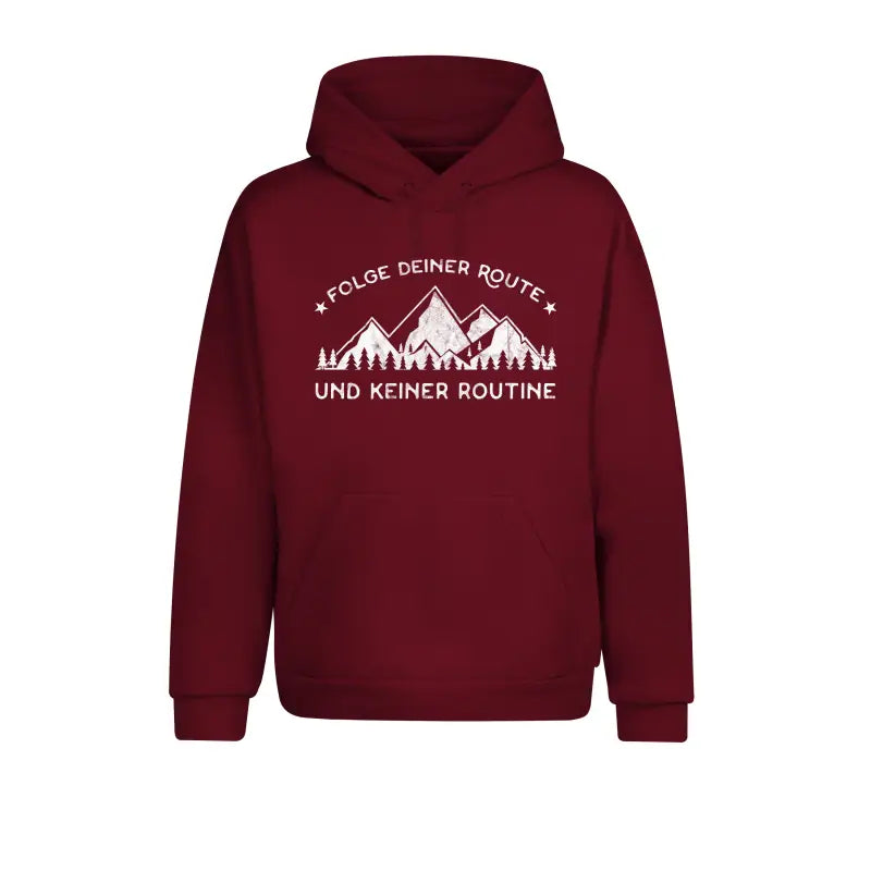 
                      
                        Folge deiner Route und keiner Routine Outdoor & Wandern Hoodie Unisex - XS / Burgundy
                      
                    