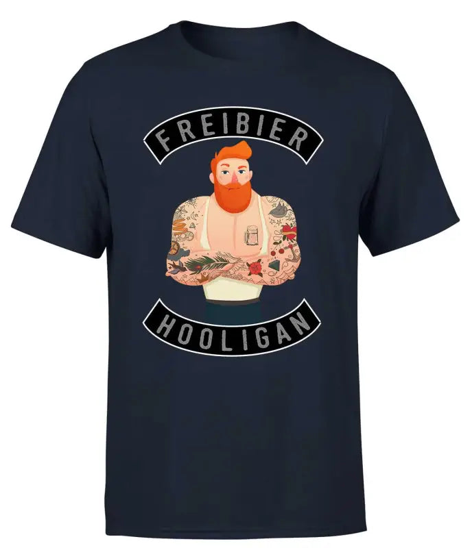 Freibier Hooligan Tattoo Funshirt Statementshirt T-Shirt Herren