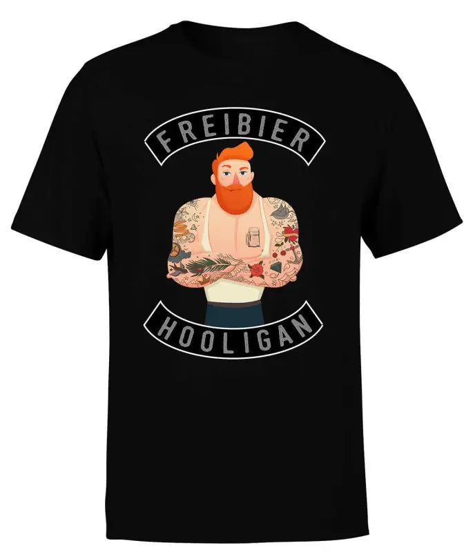 Freibier Hooligan Tattoo Funshirt Statementshirt T-Shirt Herren