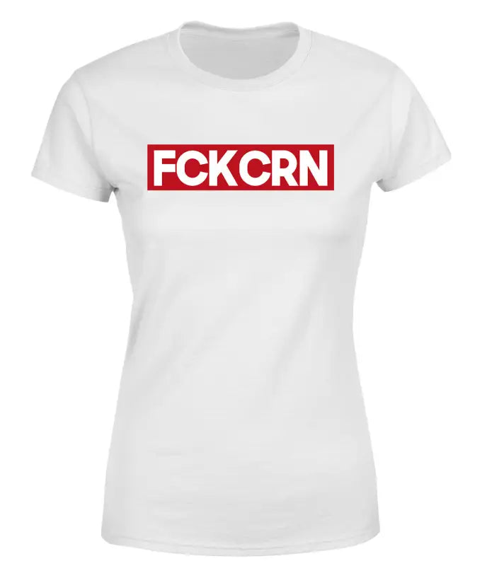 Fuck Corona Statementshirt Red Edition Funshirt T - Shirt Damen - S / Weiss
