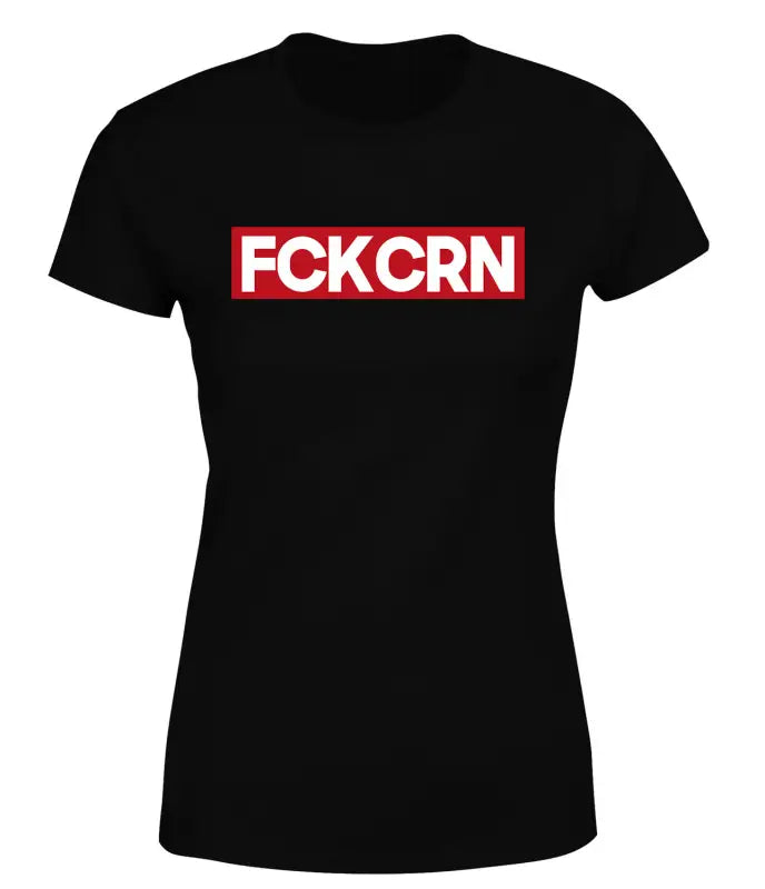 Fuck Corona Statementshirt Red Edition Funshirt T - Shirt Damen - S / Schwarz