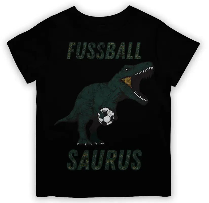 FUSSBALLSAURUS 3.0 Fußball Kinder T - Shirt - 110 - 116 / Schwarz