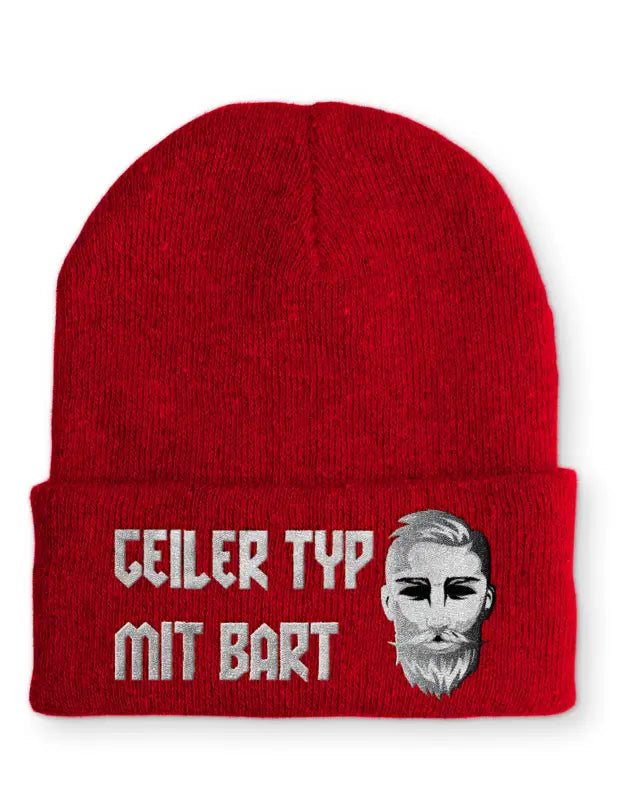 
                      
                        Geiler Typ mit Bart Statement Beanie Mütze Spruch - Rot
                      
                    