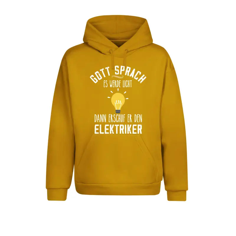 
                      
                        Gott sprach es werde Licht dann erschuf er den Elektriker Handwerker Hoodie Unisex - XS / Mustard
                      
                    