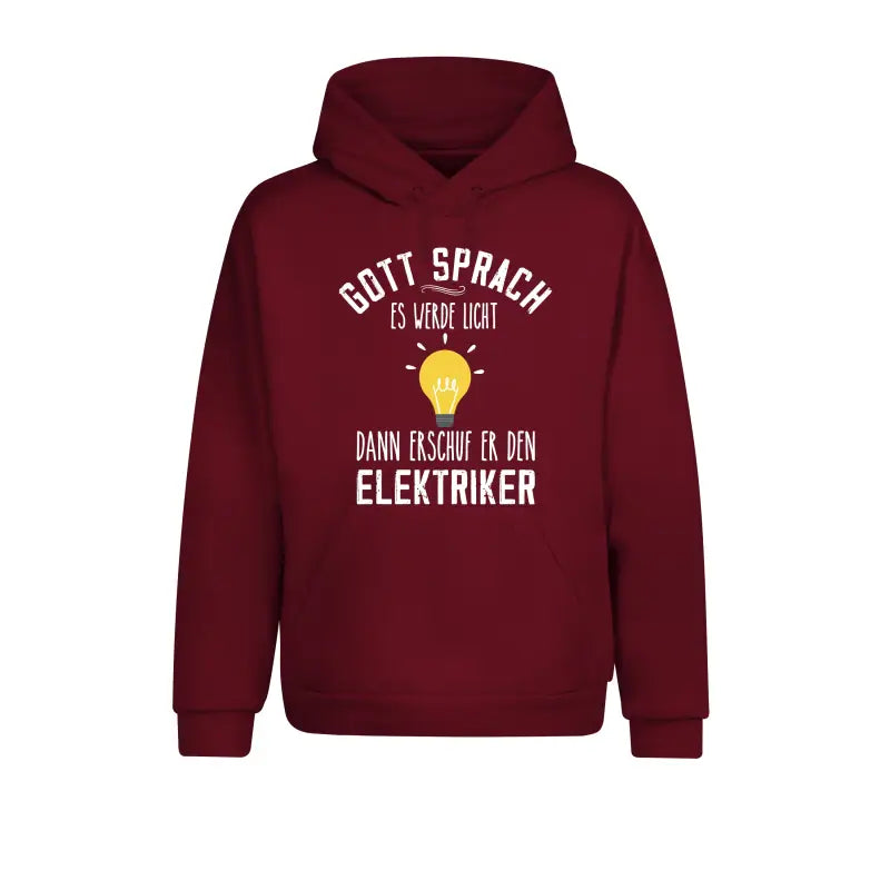 
                      
                        Gott sprach es werde Licht dann erschuf er den Elektriker Handwerker Hoodie Unisex - XS / Burgundy
                      
                    