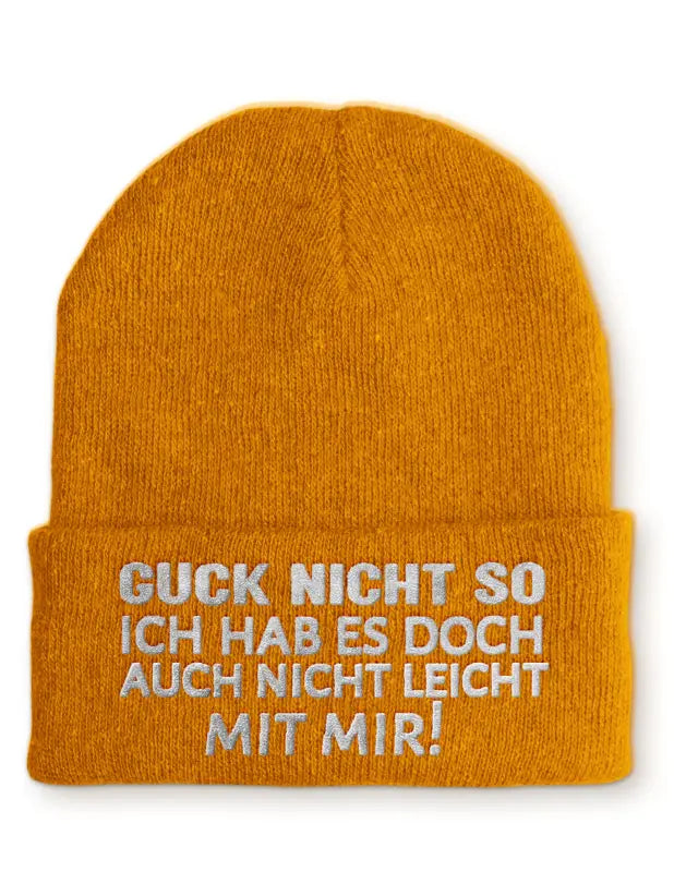 
                      
                        Guck nicht so Ich hab es doch auch leicht mit mir! Statement Beanie Mütze Spruch - Mustard
                      
                    