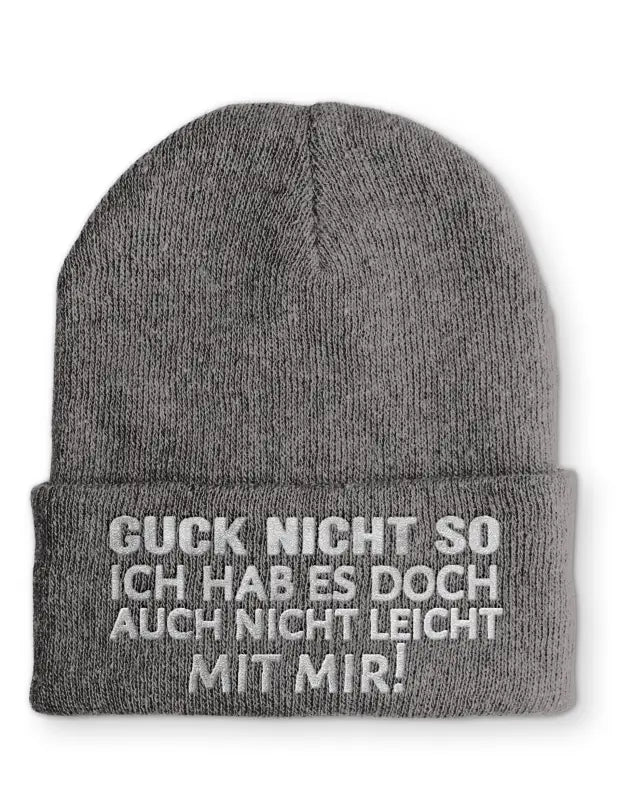 
                      
                        Guck nicht so Ich hab es doch auch leicht mit mir! Statement Beanie Mütze Spruch - Grey
                      
                    