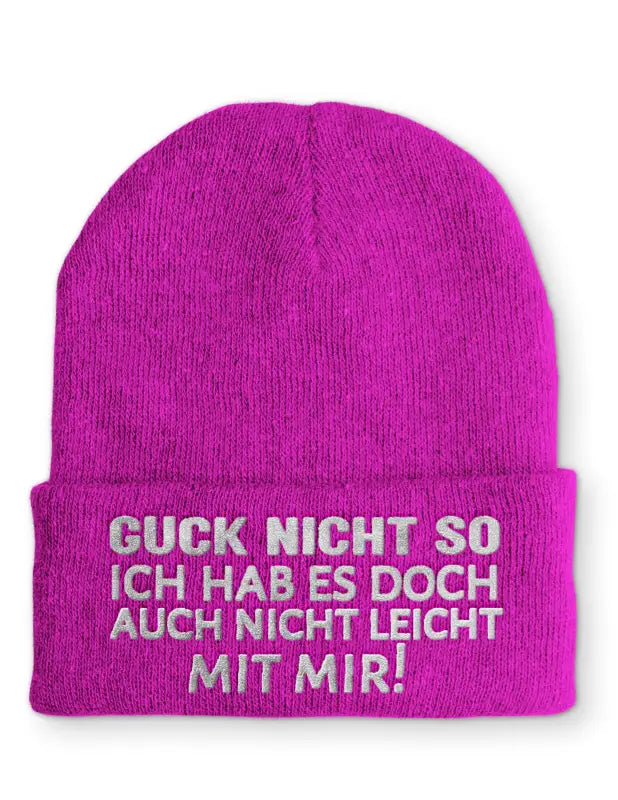 
                      
                        Guck nicht so Ich hab es doch auch leicht mit mir! Statement Beanie Mütze Spruch - Pink
                      
                    