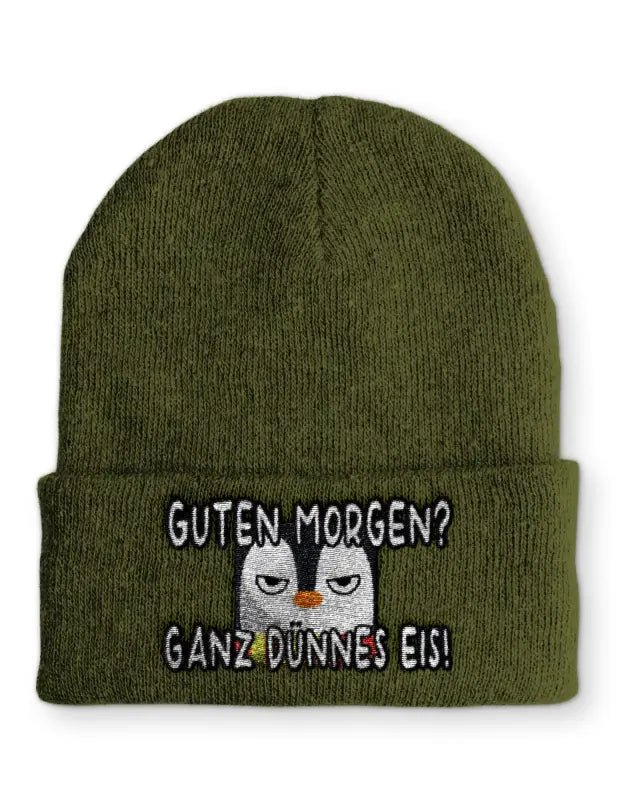 
                  
                    Guten Morgen? Ganz dünnes Eis! Beanie Wintermütze Mütze mit Spruch - tshirtladen - 
                  
                
