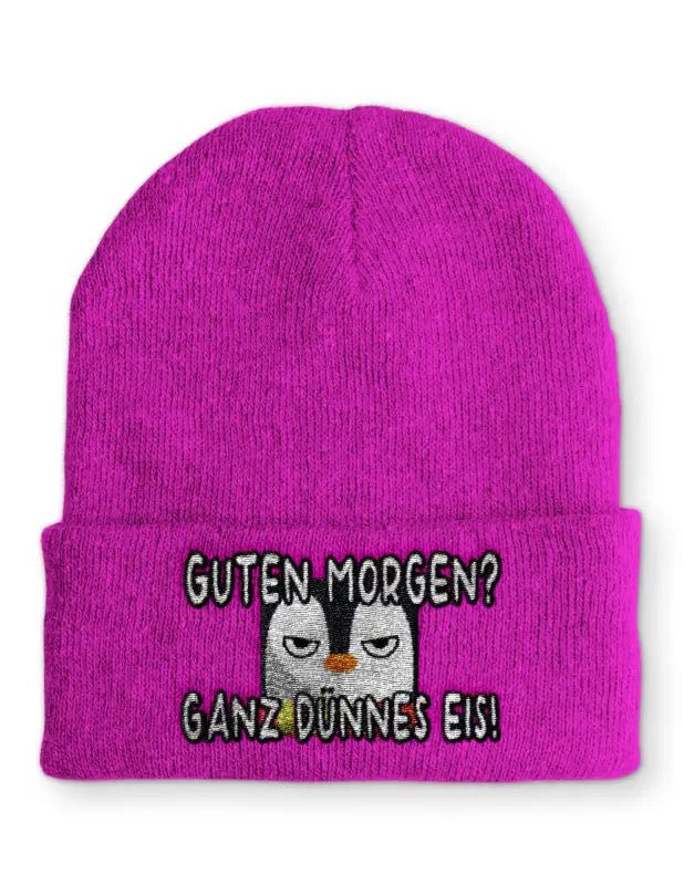 
                  
                    Guten Morgen? Ganz dünnes Eis! Beanie Wintermütze Mütze mit Spruch - tshirtladen - 
                  
                