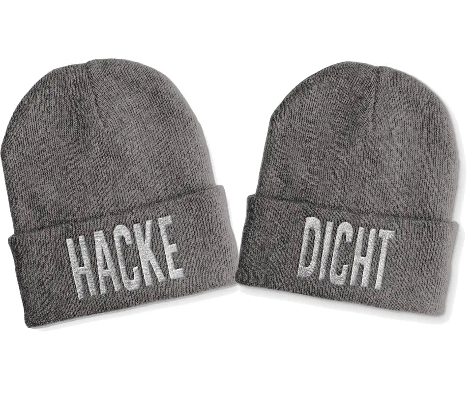 Hake & Dicht Duo Partner Wintermütze Spruchmütze Beanie perfekt für die kalte Jahreszeit - Grau