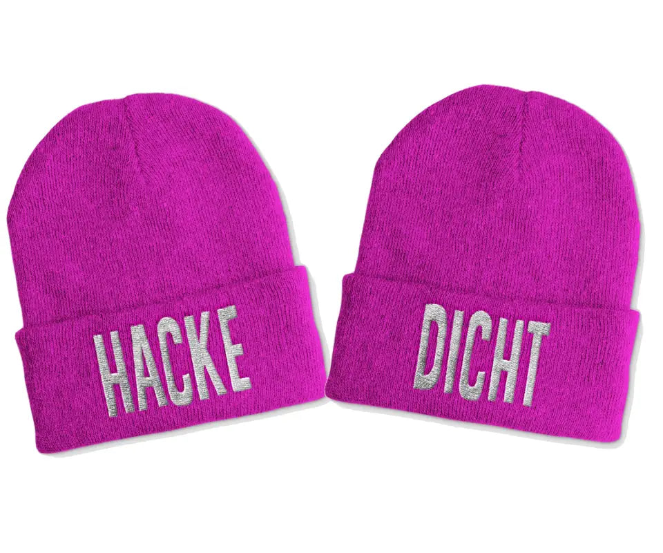 Hake & Dicht Duo Partner Wintermütze Spruchmütze Beanie perfekt für die kalte Jahreszeit - Pink