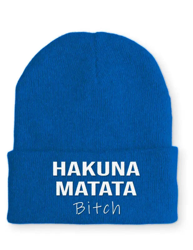 Hakuna Matata Bitch Beanie Wintermütze Mütze mit Spruch - Blau