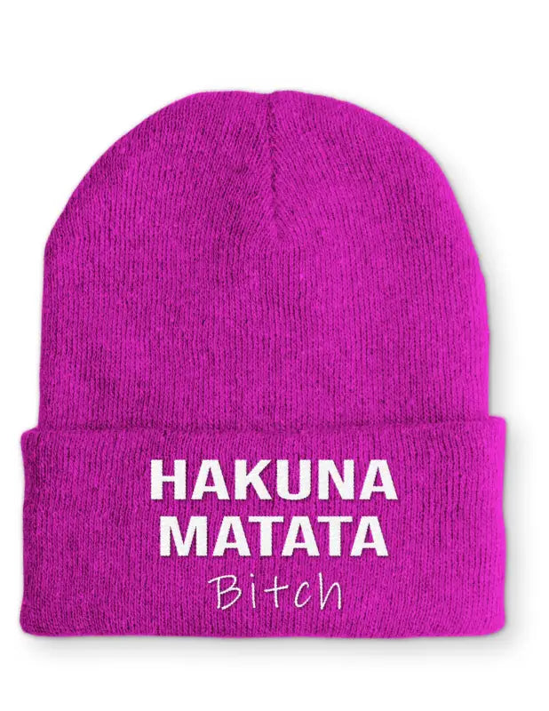 Hakuna Matata Bitch Beanie Wintermütze Mütze mit Spruch - Pink