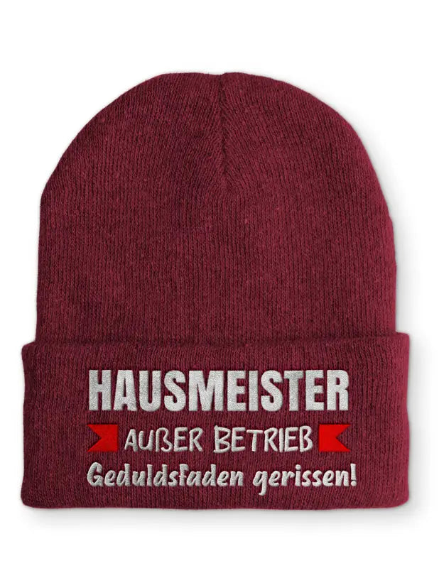 
                      
                        Hausmeister Außer Betrieb Geduldsfaden gerissen! Statement Beanie Mütze mit Spruch - Bordeaux
                      
                    