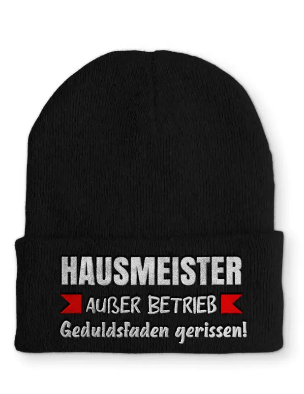 
                      
                        Hausmeister Außer Betrieb Geduldsfaden gerissen! Statement Beanie Mütze mit Spruch - Black
                      
                    