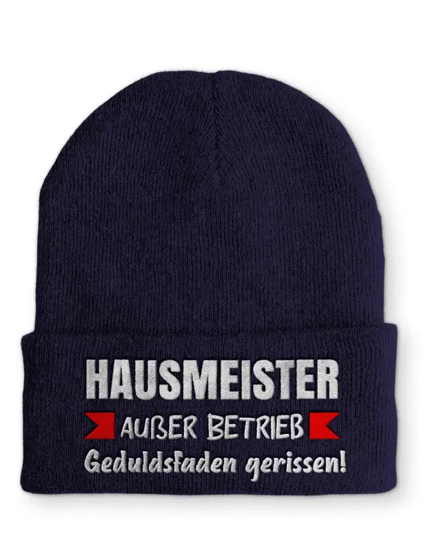 
                      
                        Hausmeister Außer Betrieb Geduldsfaden gerissen! Statement Beanie Mütze mit Spruch - Navy
                      
                    