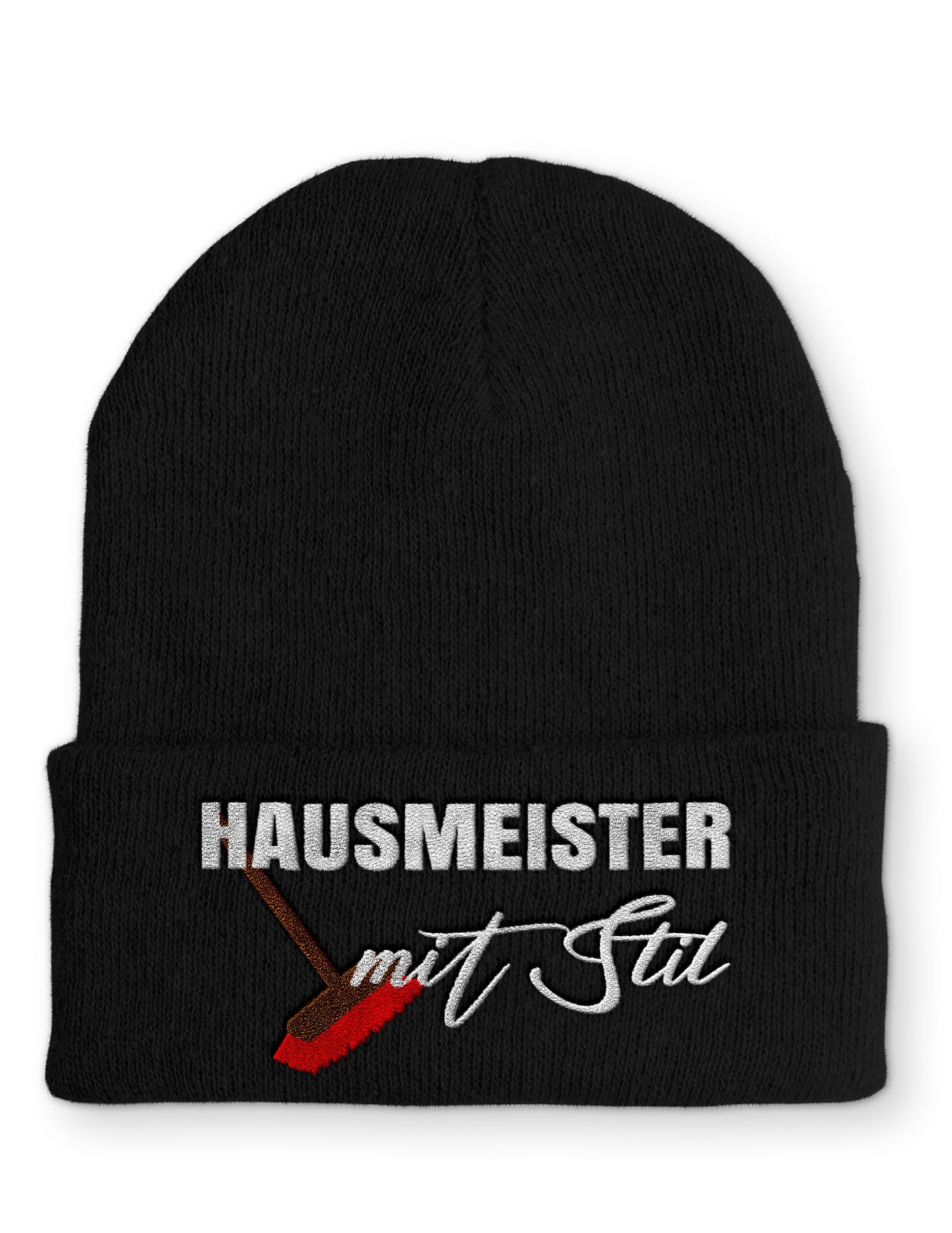 Hausmeister mit Stil Beanie Mütze mit Spruch - Black - Mütze