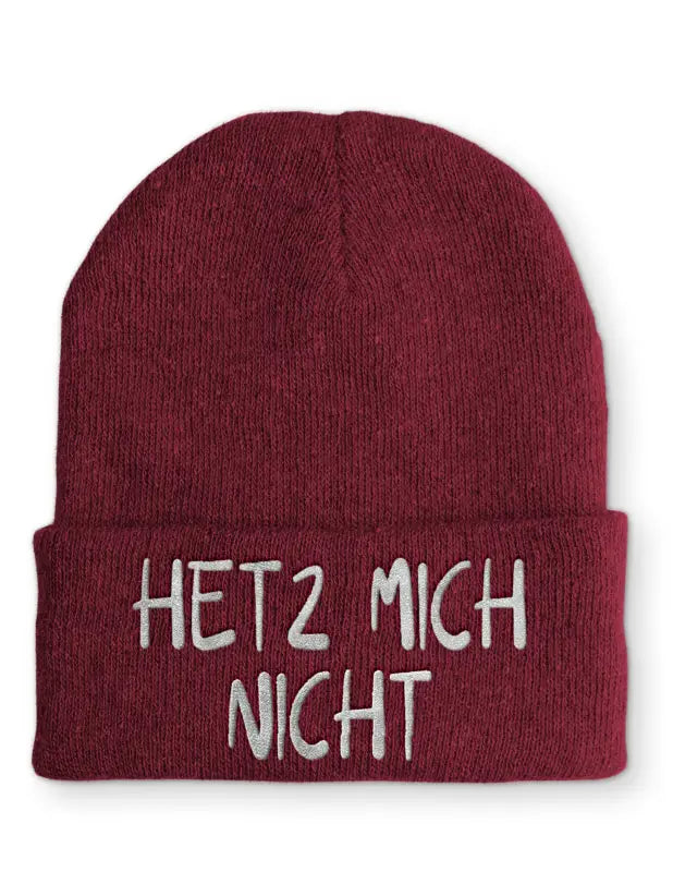 
                      
                        Hetz mich nicht Statement Beanie Mütze mit Spruch - Bordeaux
                      
                    