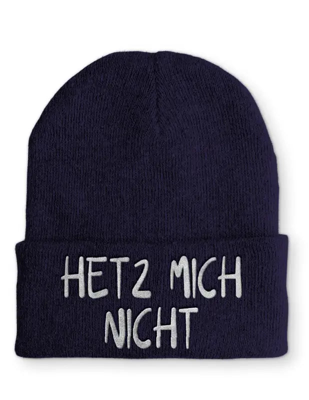 
                      
                        Hetz mich nicht Statement Beanie Mütze mit Spruch - Navy
                      
                    