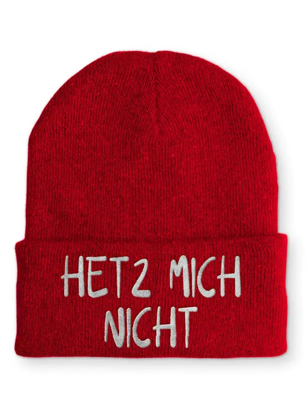 
                      
                        Hetz mich nicht Statement Beanie Mütze mit Spruch - Rot
                      
                    