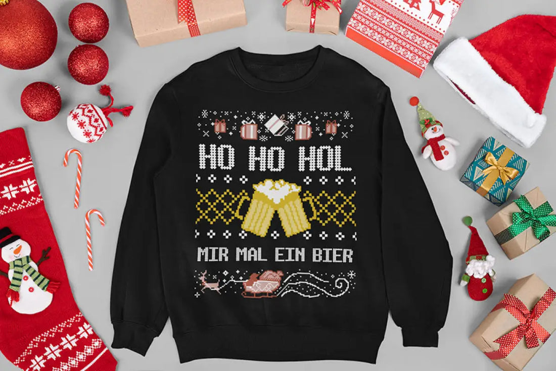 Ho Hol mir mal ein Bier Weihnachtspullover Ugly Christmas Sweater - XS