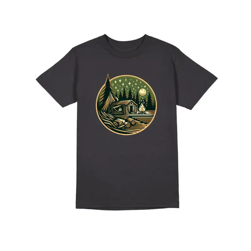 
                      
                        HÜTTE MITTERNACHT Outdoor Camper Herren Unisex T - Shirt - S / Dunkelgrau
                      
                    