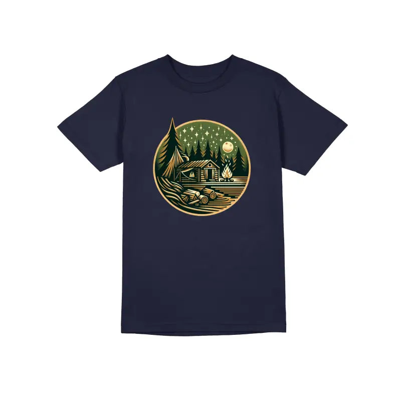 
                      
                        HÜTTE MITTERNACHT Outdoor Camper Herren Unisex T - Shirt - S / Navy
                      
                    