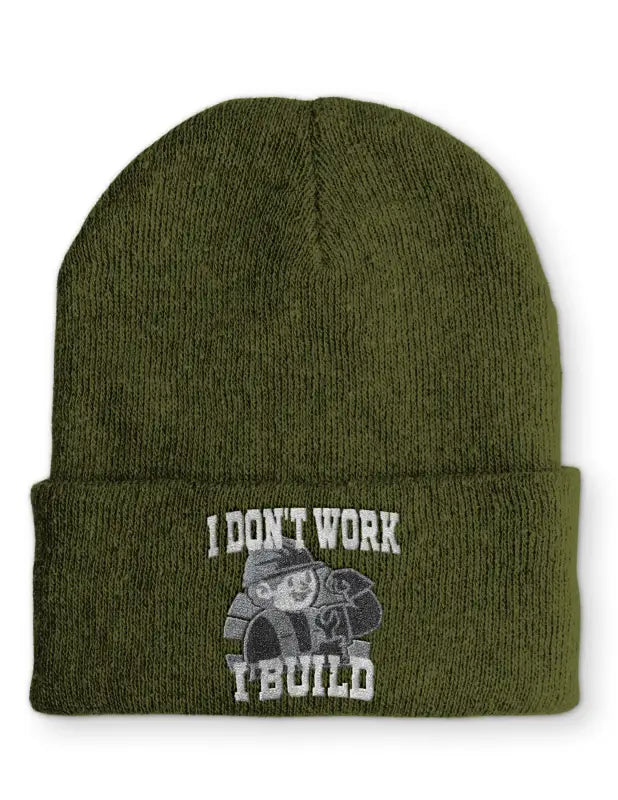 
                      
                        I don´t work build Statement Beanie Mütze mit Spruch - Olive
                      
                    