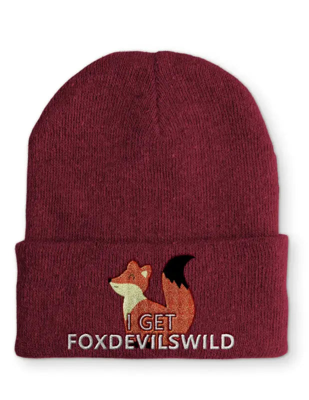 I get Foxdevilswild Beanie Statement Mütze mit Spruch - Bordeaux