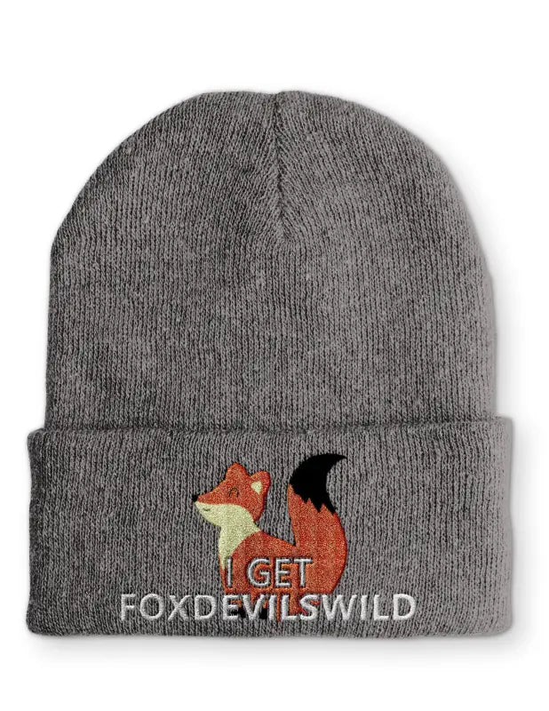 I get Foxdevilswild Beanie Statement Mütze mit Spruch - Grey