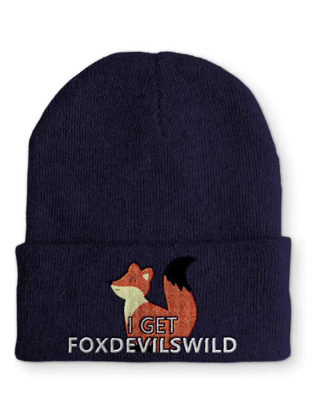 I get Foxdevilswild Beanie Statement Mütze mit Spruch - Navy