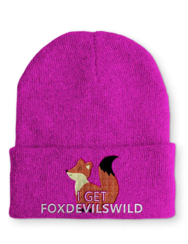 I get Foxdevilswild Beanie Statement Mütze mit Spruch - Pink