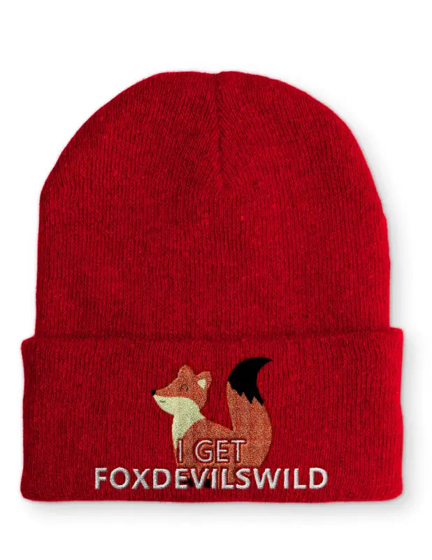 I get Foxdevilswild Beanie Statement Mütze mit Spruch - Rot