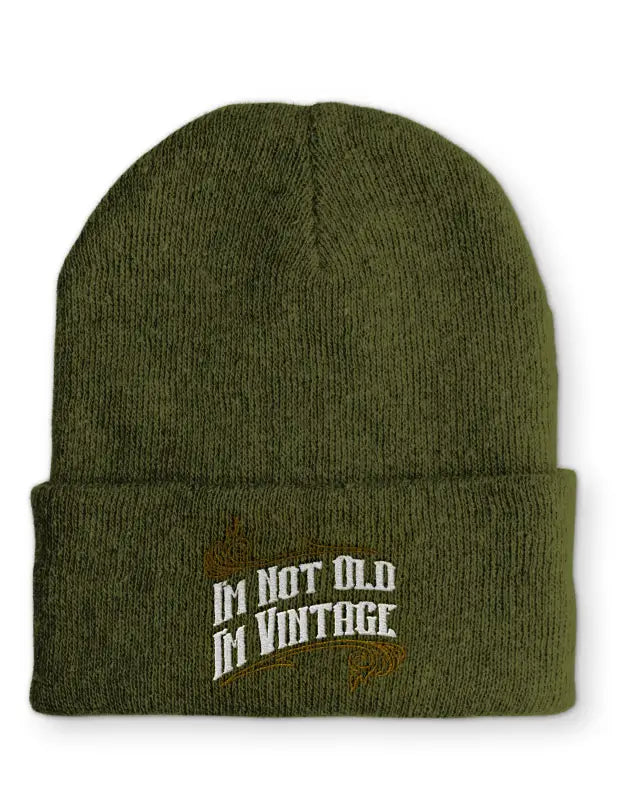 I´m not Old Vintage Mütze Beanie perfekt für die kalte Jahreszeit - Olive