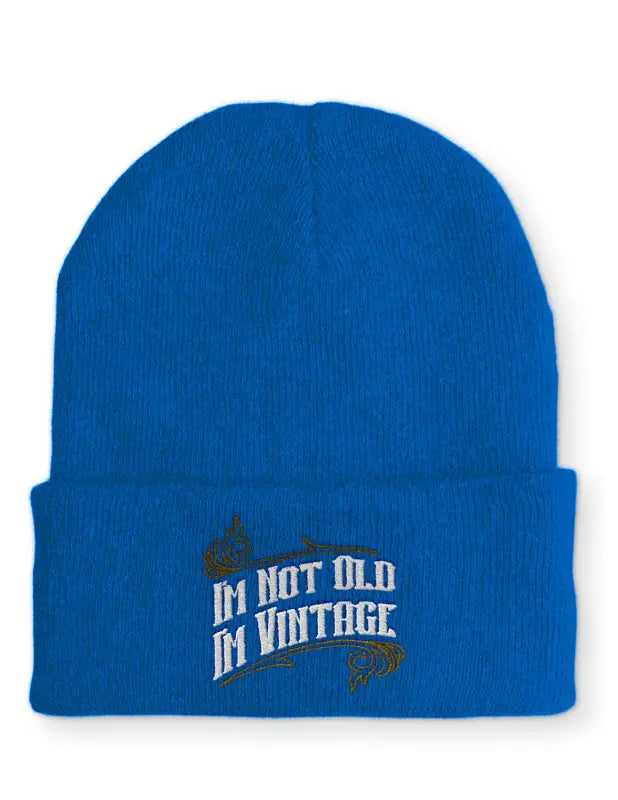 I´m not Old Vintage Mütze Beanie perfekt für die kalte Jahreszeit - Blau