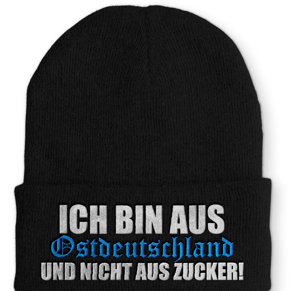 Ich bin aus Ostdeutschland und nicht aus Zucker! Beanie Mütze mit Spruch - Black - Mütze