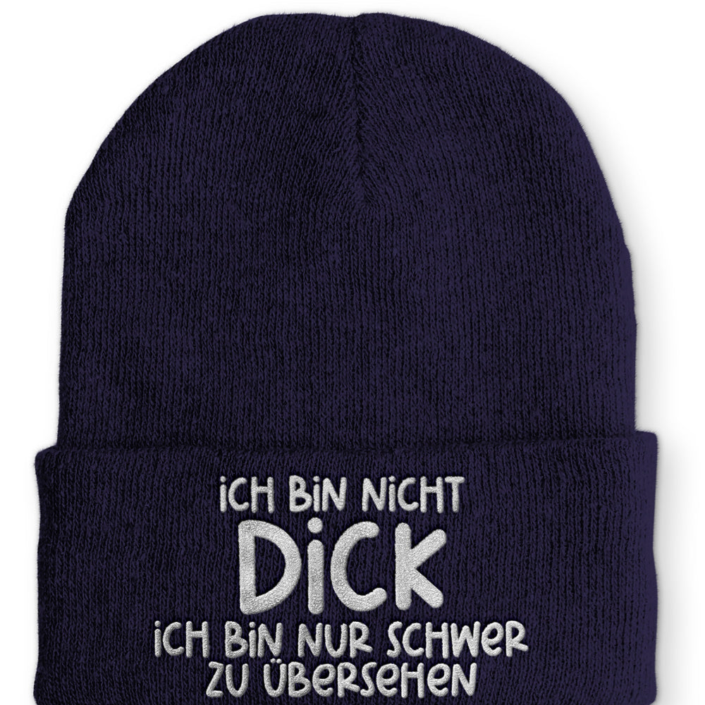 Ich bin nicht dick Beanie Mütze mit Spruch - Navy - Mütze