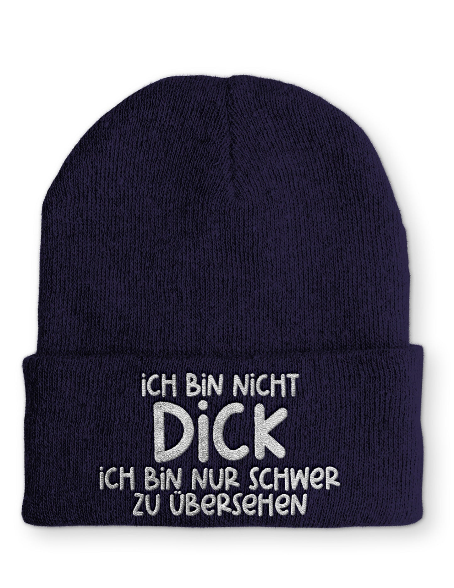 Ich bin nicht dick Beanie Mütze mit Spruch - Navy - Mütze