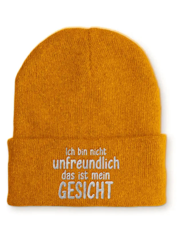 
                  
                    Ich bin nicht unfreundlich das ist mein Gesicht Statement Beanie Mütze mit Spruch - Mustard
                  
                